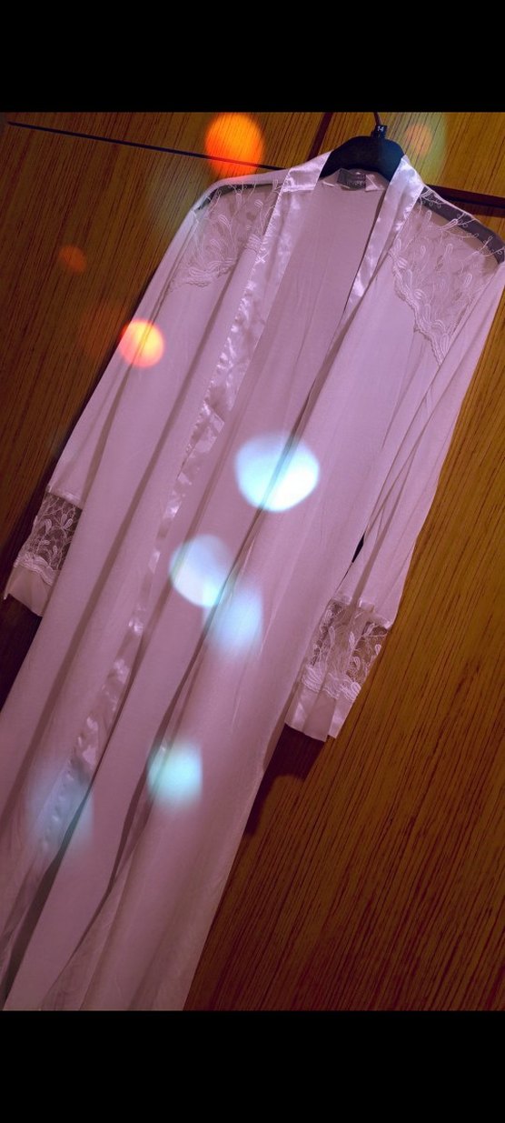 Uzun Beyaz Nakışlı Bohem Kadın Sabahlık - Görsel 3