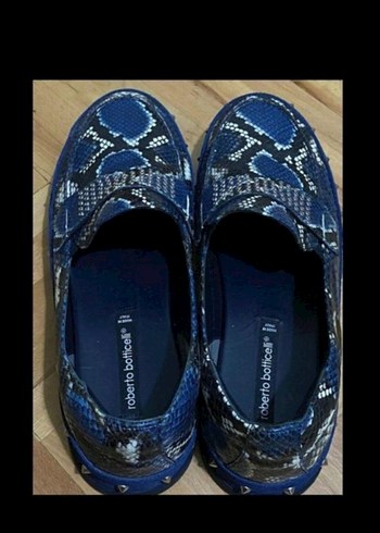 Roberto Cavalli 42 Roberto Botticelli Mavi Yilan Desenli Slip On Ayakkabi