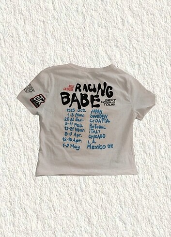 racing babe sirt baskili beyaz crop