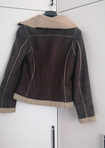 Kahverengi Süet Fermuarlı Kadın Ceket - Görsel 2