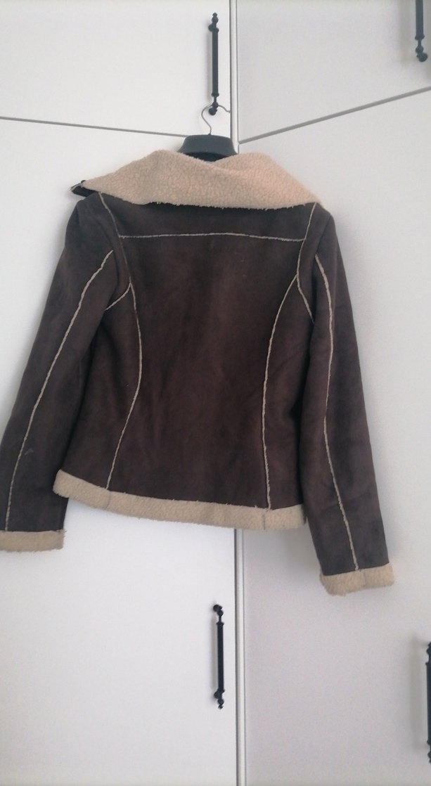 Kahverengi Süet Fermuarlı Kadın Ceket - Görsel 2