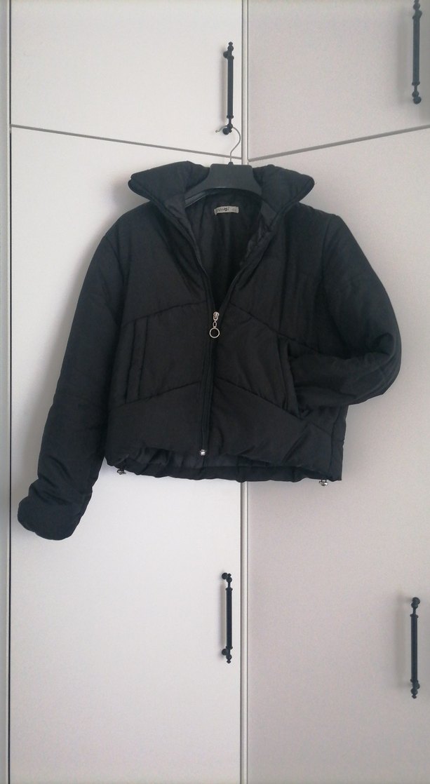 Siyah Fermuarlı Kadın Kışlık Ceket - Görsel 2