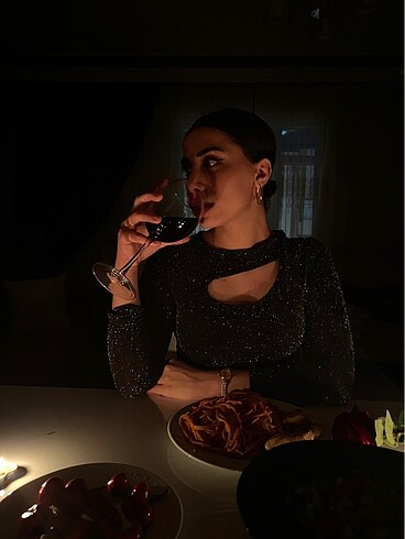 m Beden siyah Renk Gece bluzu