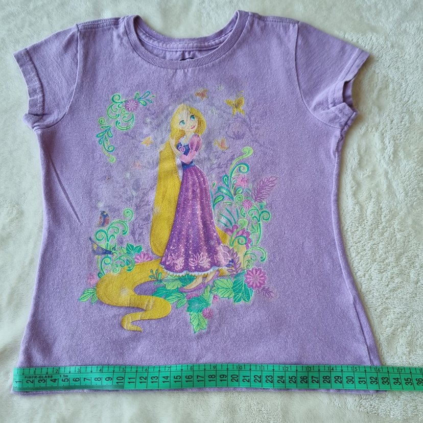 Kız Çocuk Mor Baskılı Kısa Kollu Tişört - Görsel 2