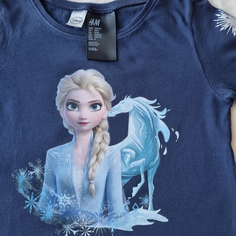 H&M Kız Çocuk Lacivert Baskılı Uzun Kollu Tişört 110_116 beden - Görsel 2