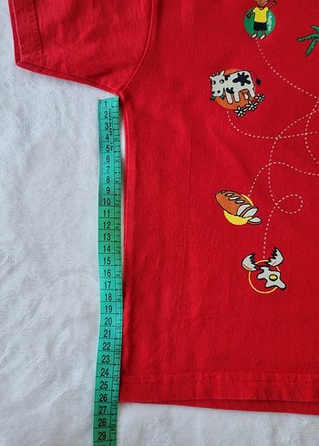 Kırmızı Baskılı Kız Çocuk Tişörtü - Görsel 4