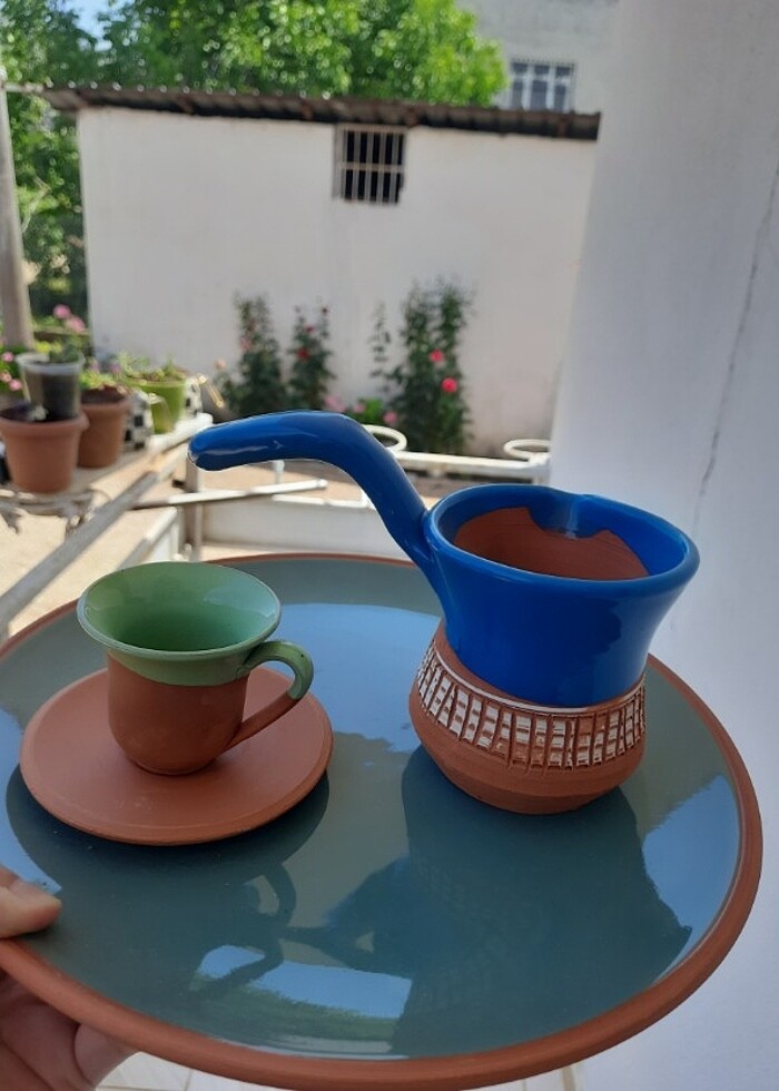 6lı fincan ve cezve takımı tepsi ile - Görsel 2