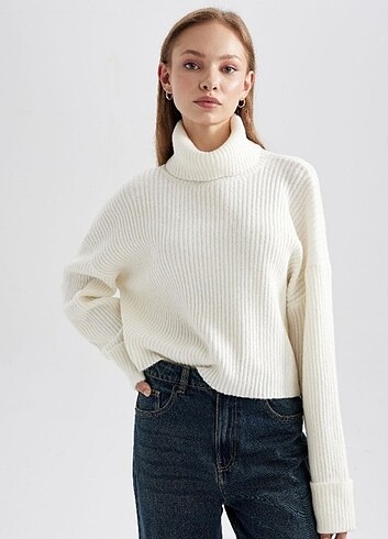 Defacto Oversize Fit Balıkçı Yaka Triko Kazak