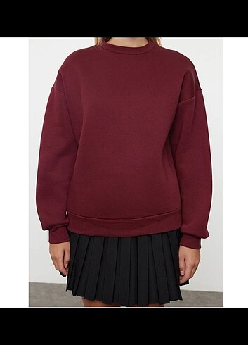TRENDYOLMİLLA Bordo Oversize Sweatshirt
