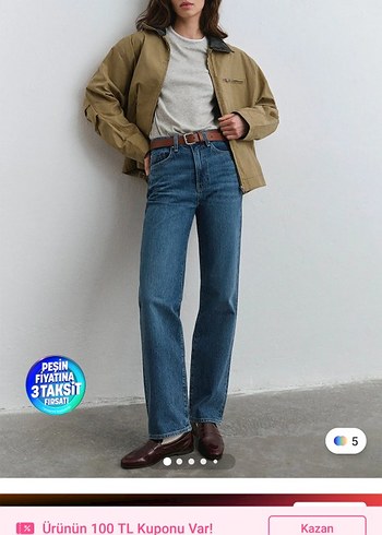 Kadın Mavi Regular Fit Denim Pantolon