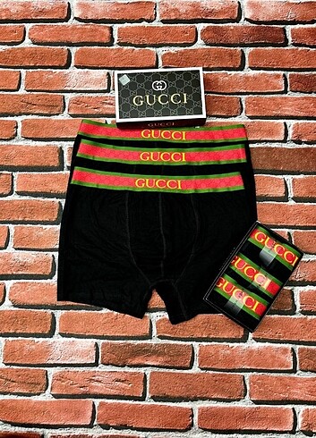 Gucci Premium pamuklu kutulu lüx erkek boxer 3 adet