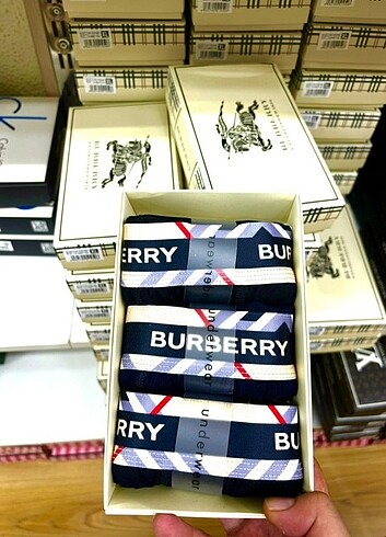 burberry Premium pamuklu kutulu lüx erkek boxer 3 adet