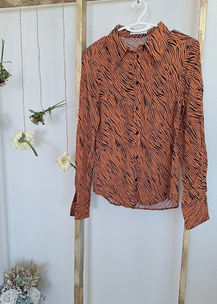 Desenli Mango gömlek - Görsel 3