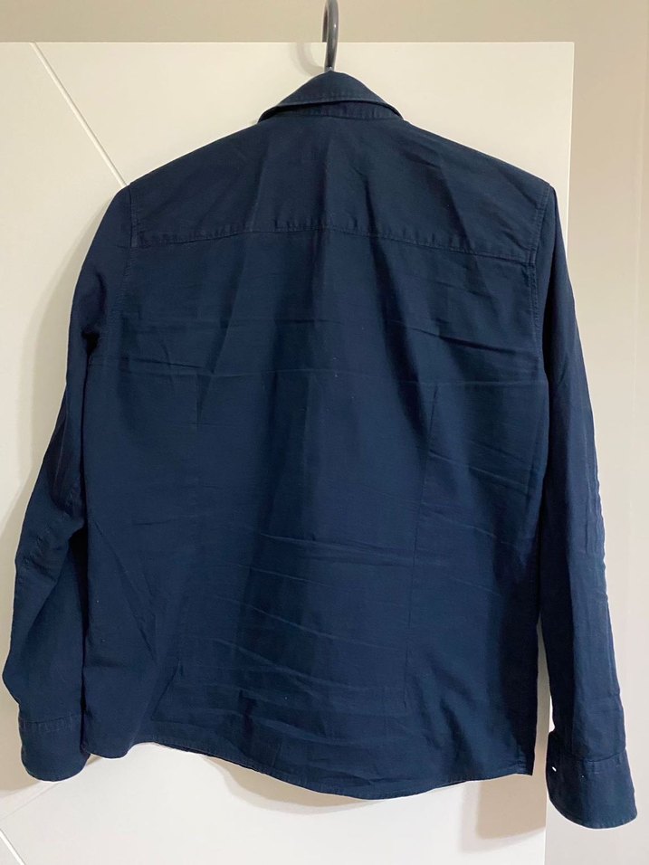 Erkek Lacivert Keten Uzun Kollu Gömlek - Görsel 3