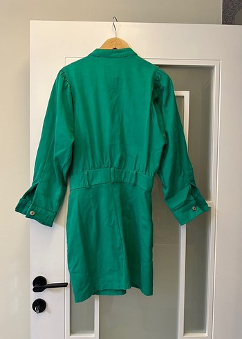 Uzun Kollu Yeşil Mini Elbise - Görsel 4