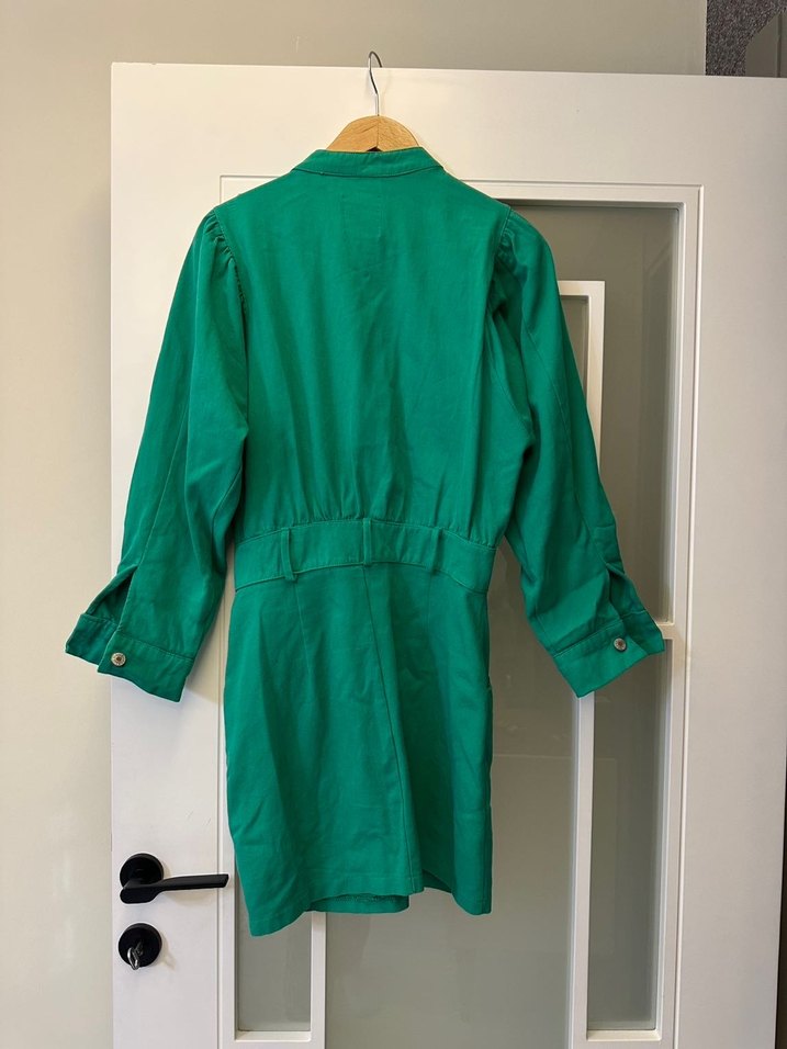 Uzun Kollu Yeşil Mini Elbise - Görsel 4