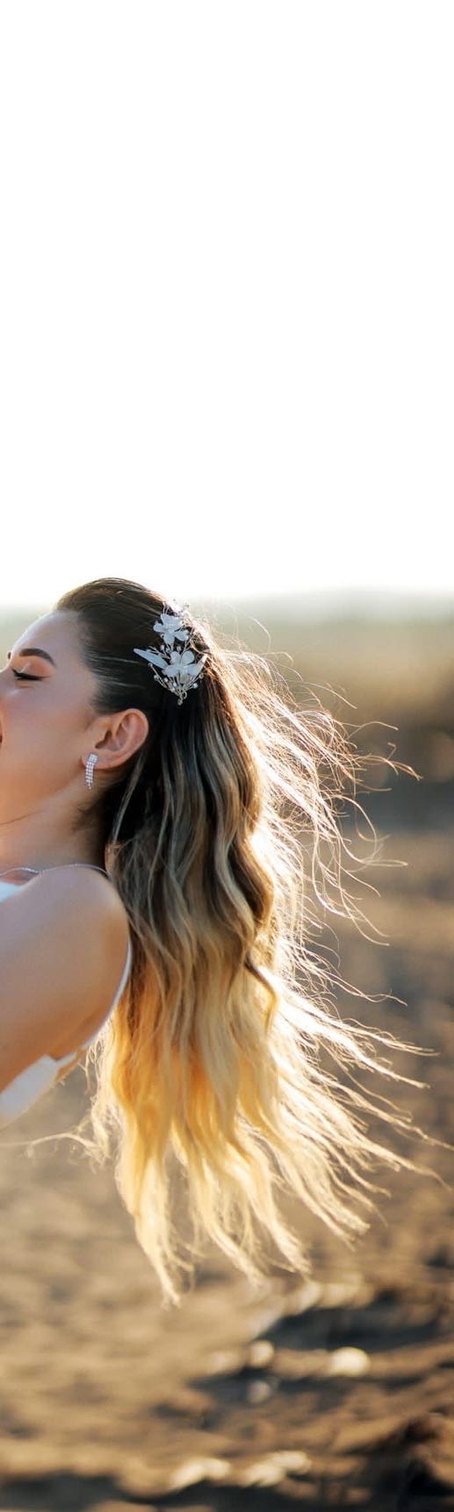 Vintage Boncuklu Beyaz Çiçekli Saç Aksesuarı - Görsel 5