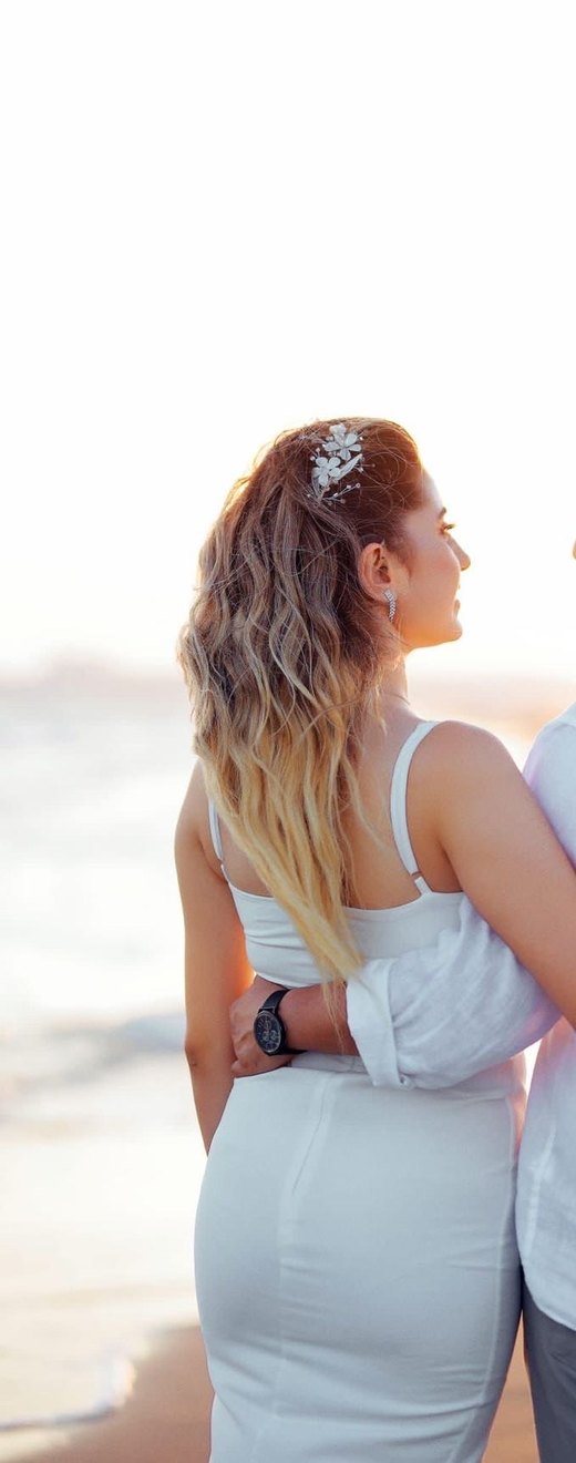 Vintage Boncuklu Beyaz Çiçekli Saç Aksesuarı - Görsel 3