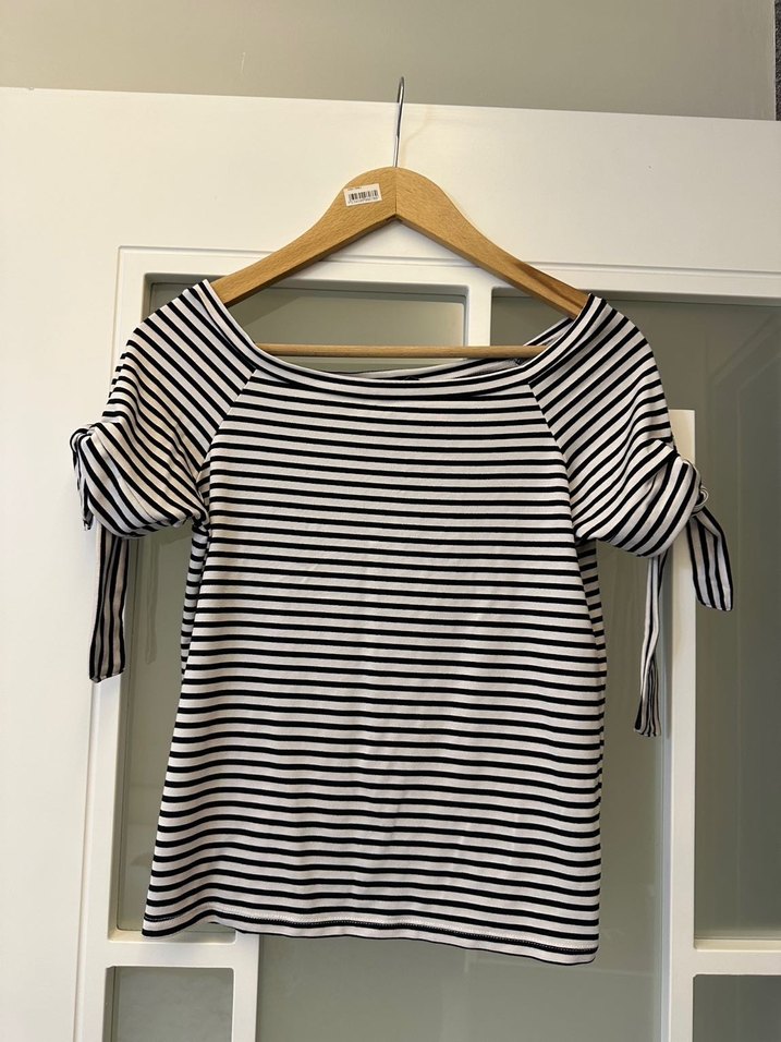 Çizgili, Dantel Detaylı Bluz - Görsel 3