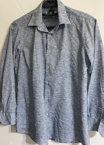 Gri Erkek Keten Uzun Kollu Gömlek - Görsel 3