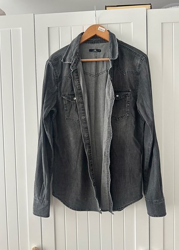 Gri Denim Erkek Gömlek - Görsel 2