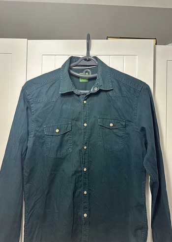 Petrol Yeşil Denim Erkek Gömlek - Görsel 4