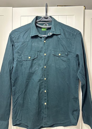 Petrol Yeşil Denim Erkek Gömlek - Görsel 2