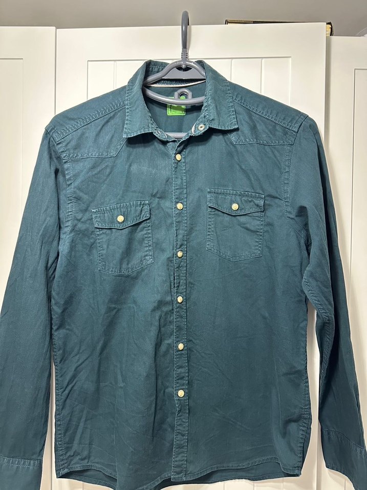 Petrol Yeşil Denim Erkek Gömlek - Görsel 2