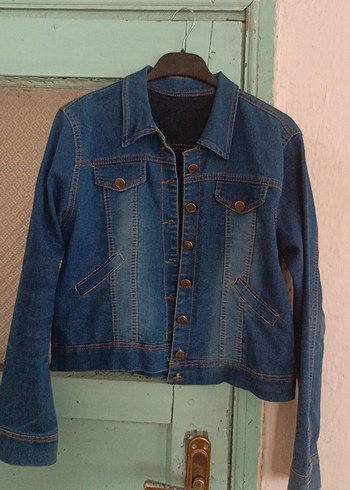 Düğmeli Mavi Kadın Denim Ceket