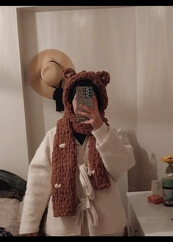 Puffy Balaclava Kulakli Atkı Bere - Görsel 3