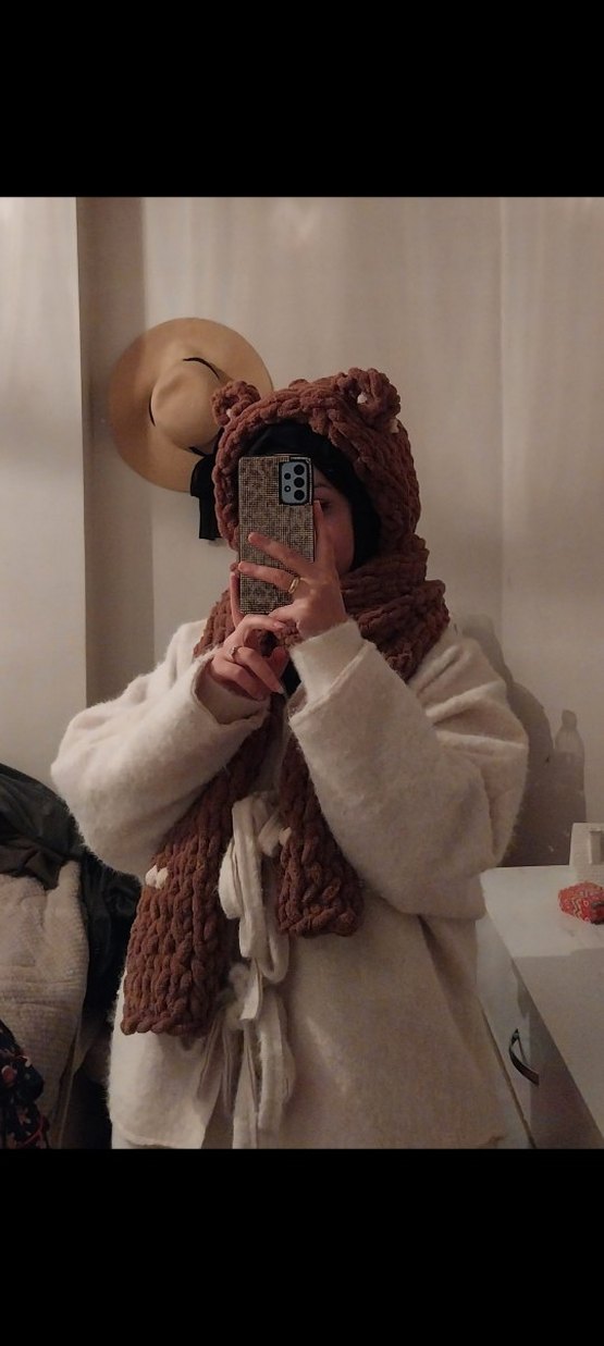 Puffy Balaclava Kulakli Atkı Bere - Görsel 2