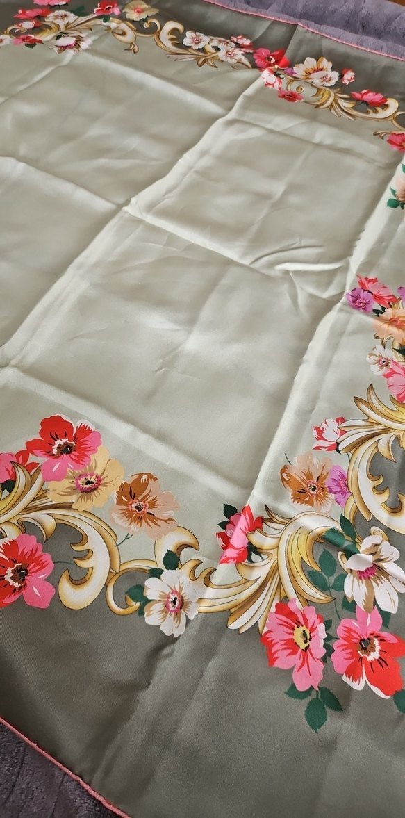 Yeşil Vintage Kadın Vakko Eşarp - Görsel 2