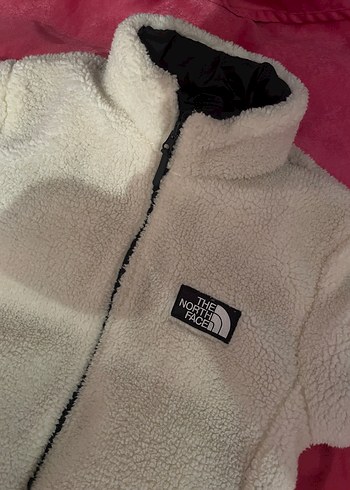 North Face Cift Tarafli Ekru Pelus Siyah Yagmurluk Sisme Mont