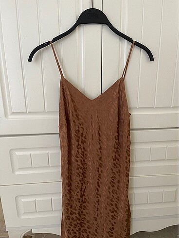 Topshop saten leopar desen elbise