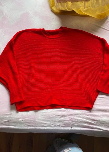 Kırmızı Oversize Kadın Triko Kazak