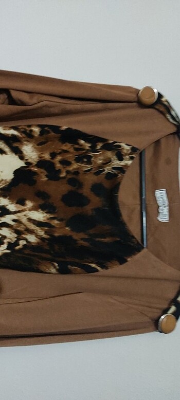 40 Beden camel Renk Harika leopar elbise