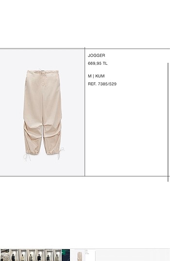 Zara Zara Bej Paraşüt Pantolon M