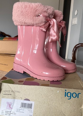 Kız Çocuk Pembe Kürklü Lastik Bot