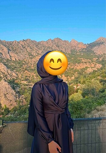 38 Beden Lacivert uzun elbise