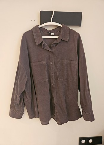 H&M Kadın kadife oversize gömlek