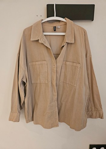 H&M kadife kadın oversize gömlek