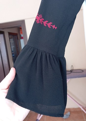 Püsküllü Nakışlı Siyah Bohem Kadın Tunik - Görsel 3