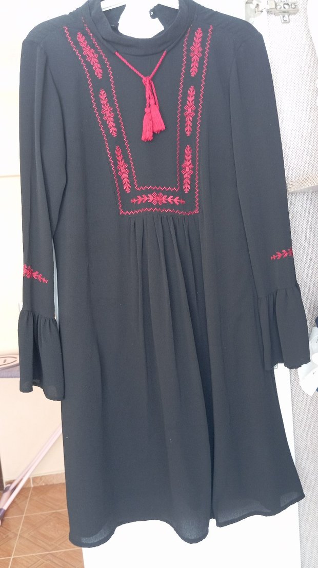 Püsküllü Nakışlı Siyah Bohem Kadın Tunik - Görsel 4