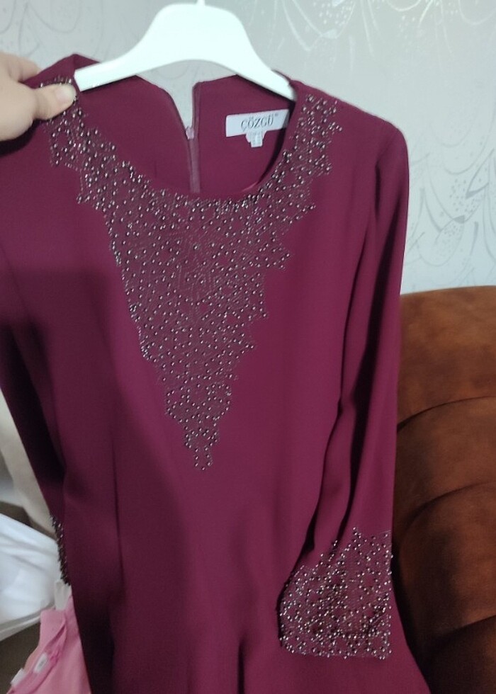 Bordo tesettür abiye - Görsel 2