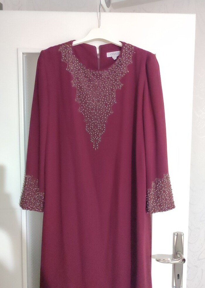 Bordo tesettür abiye - Görsel 3