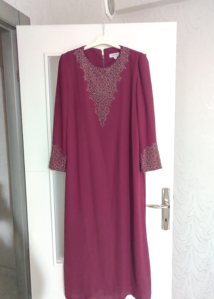 Bordo tesettür abiye - Görsel 4