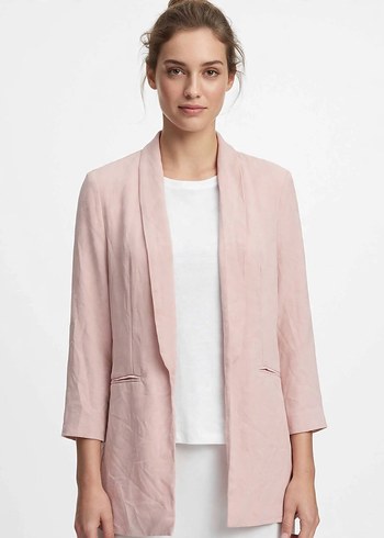 Diğer Siklik Ve Rahatlik Acik Pembe Uzun Blazer Ceket