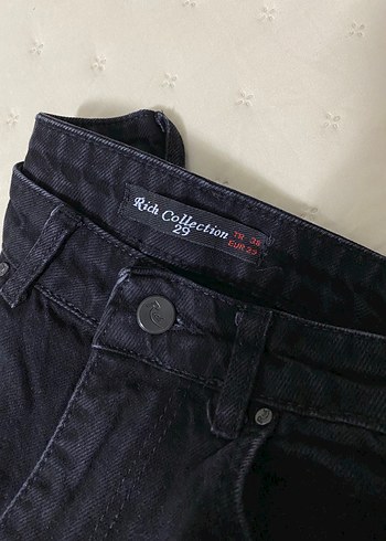 Diğer Düğmeli Siyah Kadın Denim Pantolon