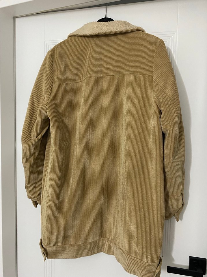 Düğmeli Bej Süet Midi Ceket - Görsel 2