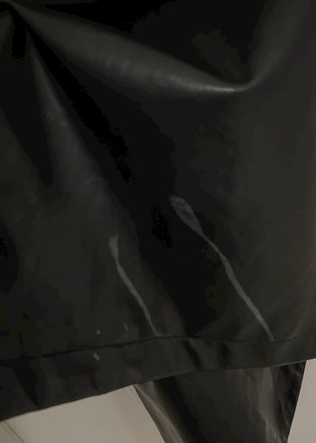 Siyah Deri Kadın Trençkot, Kuşaklı, Uzun - Görsel 6